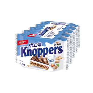 Knoppers优力享德国进口榛子巧克力威化饼干办公室零食5包