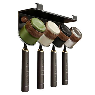 免打孔牙刷置物架倒挂中古风浴室洗漱台镜柜下刷牙漱口杯收纳架子