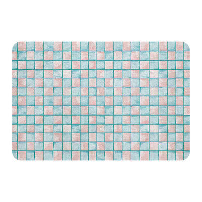 okay清梦水蓝浴室吸水地垫纯色几何厕所门口脚垫卫生间门垫防滑垫