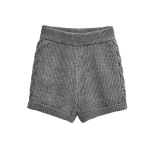 美式外穿高腰卷边针织短裤女秋冬款显瘦百搭休闲毛线裤热裤直筒裤