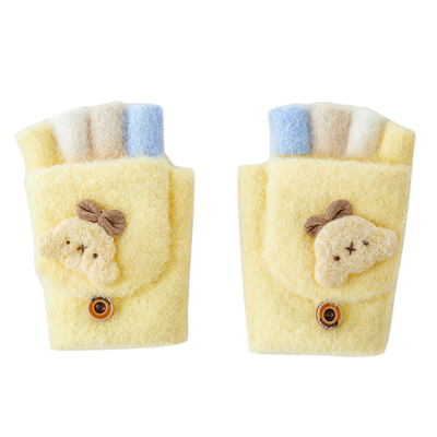 宝宝手套加绒小孩五指翻盖