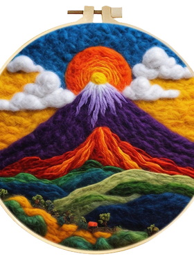 喜庆羊毛毡戳戳乐刺绣动物画
