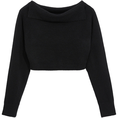 bebe冬季新款一字肩针织衫