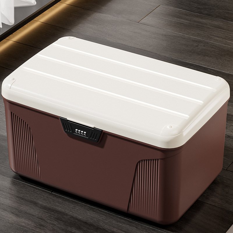 密码收纳箱隐私文件带锁收纳盒车载家用贵重物品储物箱塑料整理箱