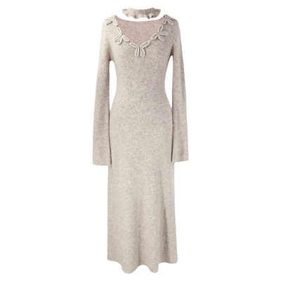 SYT自制羊毛针织花朵收腰连衣裙