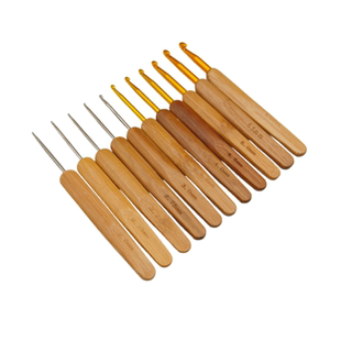 碳化竹柄钩针工具全套装手工编织毛线衣粗细勾针玩偶拖鞋材料包包