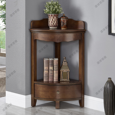新疆包邮实木墙角柜转角柜美式拐角柜三角柜置物架客厅沙发装饰边