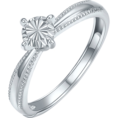 六桂福珠宝铂金车花戒指