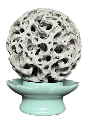 广西类太湖石天然原石玲珑球香炉灵璧奇中式山文书房会所茶室摆件
