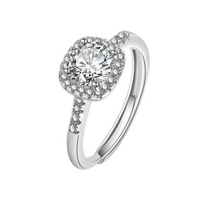胖东来小方糖925银1克拉钻戒礼物