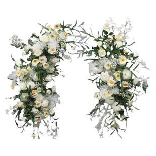 新款婚庆路引花拱门花艺户外婚礼摄影背景花活动仪式假花成品花条