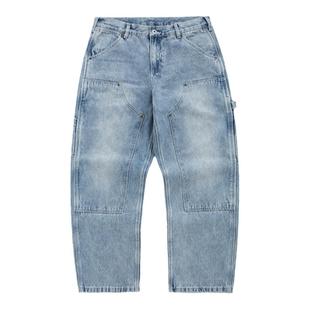 Sigbreak日系复古B01水洗宽松双膝伐木cleanfit工装直筒牛仔裤男