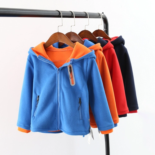 Детская бархатная демисезонная куртка, комплект, двусторонная толстовка для мальчиков с молнией с капюшоном