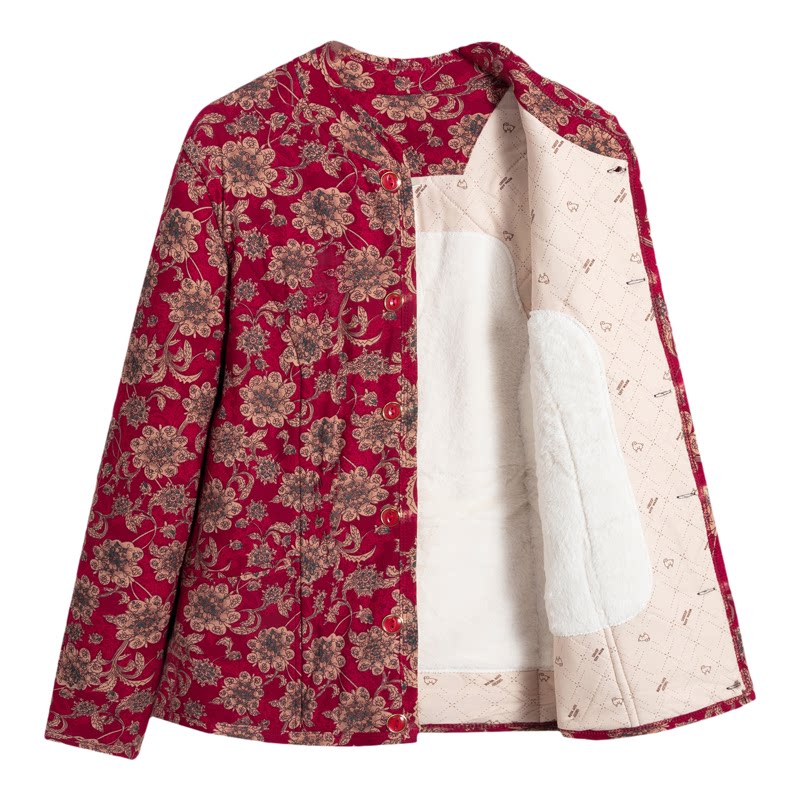 彩羊驼绒加厚保暖中老年棉服