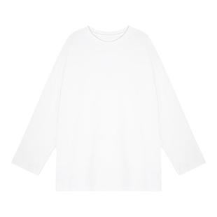 MULVAN 白色纯棉长袖t恤女秋宽松韩版百搭打底衫内搭叠穿上衣