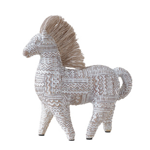 米子家居新年中古风桌面摆件马年工艺品书架软装高级感仿木雕好物