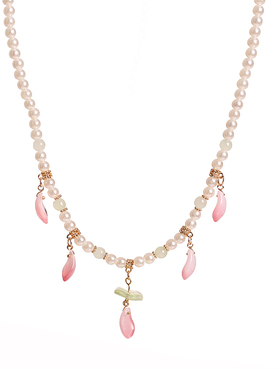 璎珞项链女古风珍珠粉色软璎珞汉服配饰坦领项链吊坠儿童明制颈饰