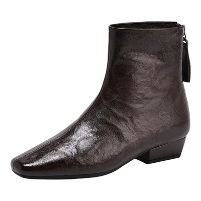 15mins法式气质低跟短靴女瘦瘦靴