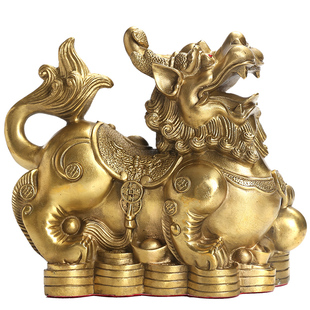 铜貔貅摆件一对全纯黄铜招财皮丘客厅店铺办公室旺财送财貔犰礼品
