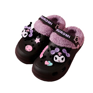 酷乐潮玩 三丽鸥库洛米洞洞鞋冬可爱棉拖鞋包头保暖kitty居家拖鞋