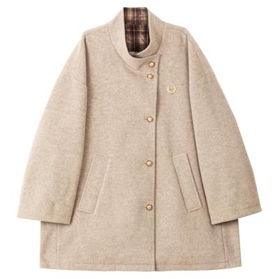 KEIKO高级感撞色立领羊毛呢大衣