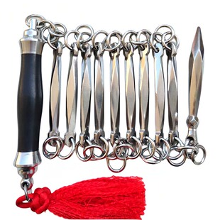 304不锈钢九节鞭武术训练表演鞭健身防身实战鞭檀木万向把九截鞭