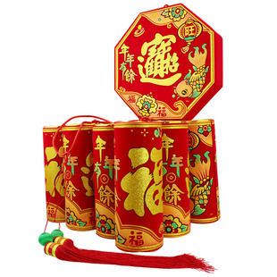 新年装饰鞭炮挂件3米长无声仿真鞭炮爆竹道具春节过年挂串家用