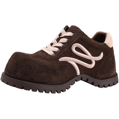 BellaLily2025秋季新款厚底增高牛皮德训鞋女复古潮流休闲鞋板鞋