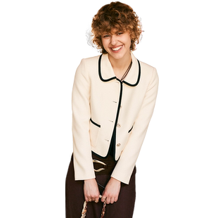 小香风西装上衣女2025春季新款高级感短外套娃娃领重磅真丝职业装