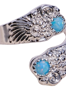 浪屿花欧珀红玛瑙虎眼石开口戒指