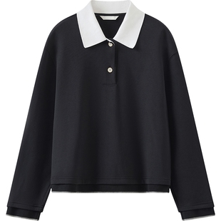 【预售免定金】播26春秋新品撞色POLO领卫衣季宽松上衣BDT1VD1226