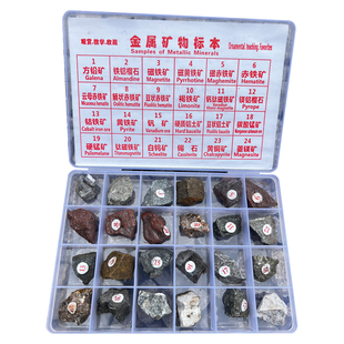 24种天然有色金属矿物矿石原石标本铜矿锡矿地质科普教学样本教具