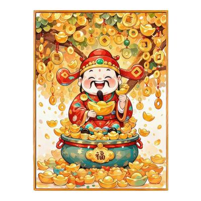 新中式客厅2026年招财进宝财神爷