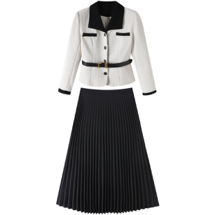 职业套装高级感气质2026年新款冬装女装西装裙子外套百褶裙两件套