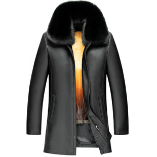 冬装海宁真皮皮衣男士绵羊皮加厚夹克中老年皮草男装貂皮大衣外套