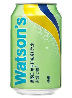 屈臣氏苏打水莫吉托330ml*24瓶整箱迷你12罐碳酸汽水饮料正品