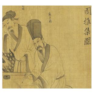 宋 李公麟 西园雅集图古代名家工笔白描人物文人聚会画微喷画稿