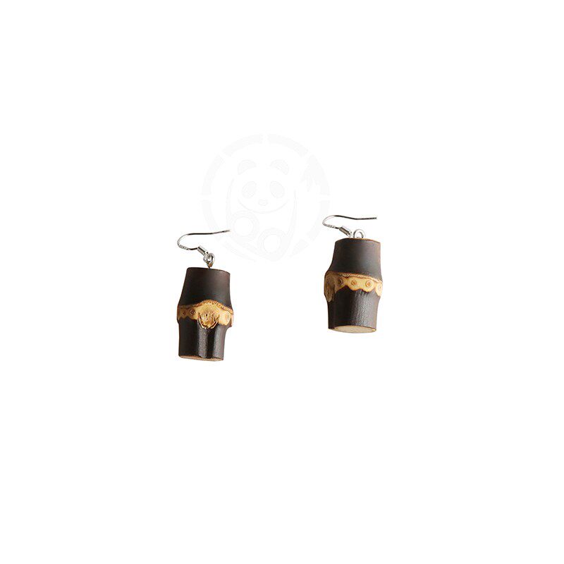 一款两戴显脸瘦长短款简约气质竹木藤耳环超仙古风竹节耳环