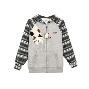 livheartkids费尔岛女大童加绒加厚外套2025新款连帽女童拼接外套