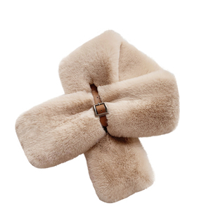 秋冬新款仿獭兔毛皮草围巾女韩版学生可爱百搭保暖双面毛毛绒围脖