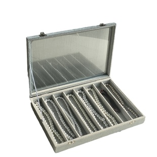 放珍珠项链收纳盒带盖玻璃防尘长手链珠子饰品粗颈链首饰盒看货盘