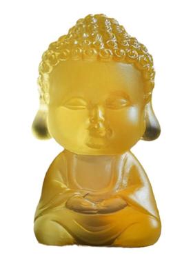 古法琉璃小佛像摆件中式手办可爱茶宠禅意桌面佛系装饰小如来摆件