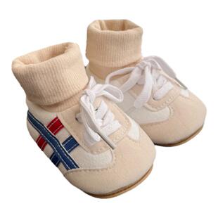 春秋新生婴儿鞋袜0-1岁男女宝宝不掉跟拼色百搭软胶底6个月步前鞋