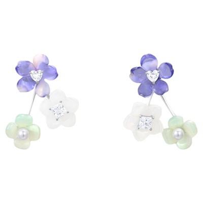 高小小饰品紫色花朵耳环生日礼物