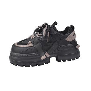 厚底松糕老爹鞋女小个子增高2025新款秋冬欧货爆款黑色休闲运动鞋