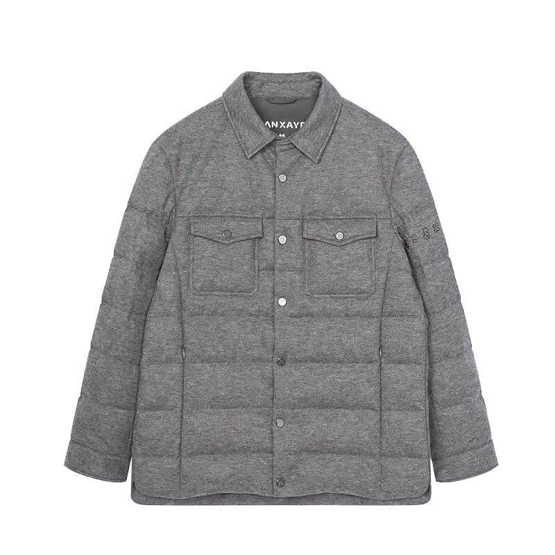 翻领针织羽绒服外套男款