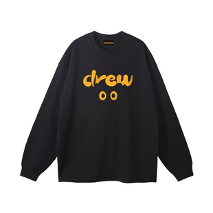 SENIOR Drew长袖t恤男女猫咪字母纯棉体恤衫比伯同款上衣秋冬情侣