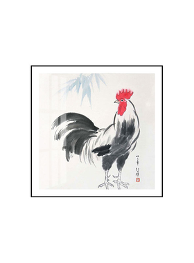 徐悲鸿挂画大吉大利金鸡报晓国画