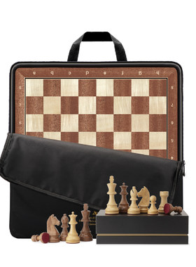 A&A CHESS/领御 王高9.5CM高档实木贴皮国际象棋套装标准比赛教学