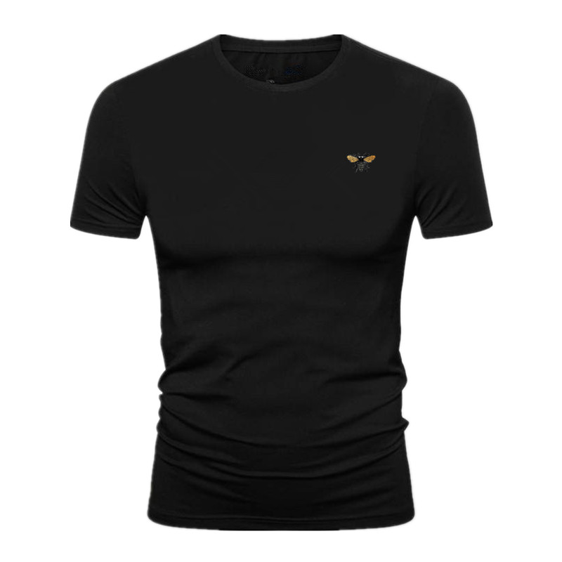 欧洲站2024潮牌丝光棉T恤男夏季小蜜蜂短袖社会人修身半袖打底衫